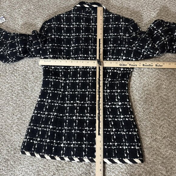 Vintage Carlisle Blazer Womens 8 Black Tweed Plaid Double Breasted Hong Kong 80s - Picture 7 of 9